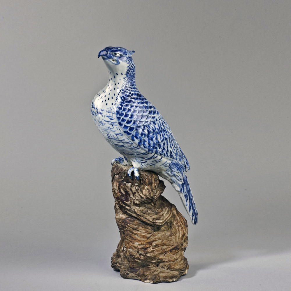 A blue and white porcelain eagle
